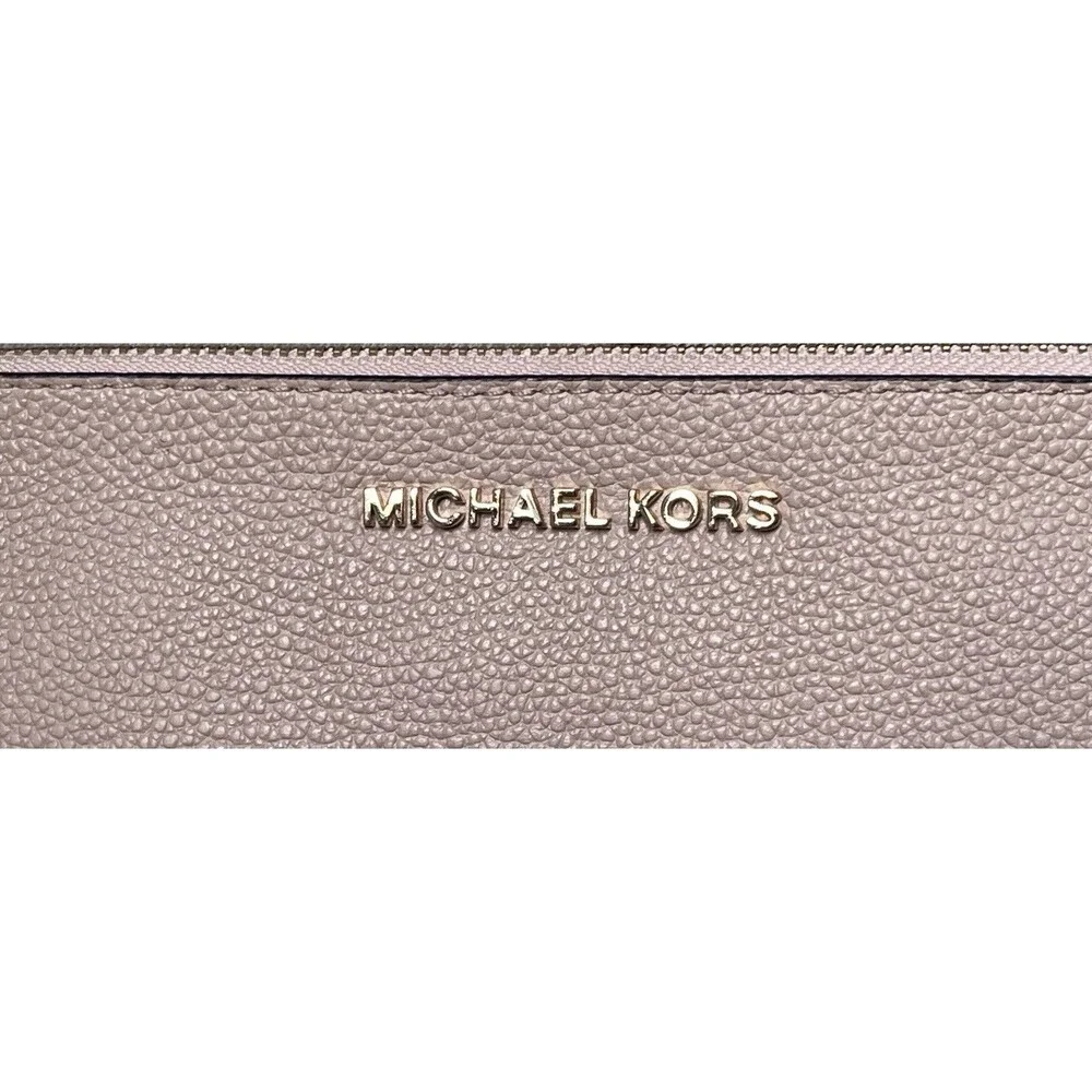 Michael Kors Jet Set Large Leather Clutch Wristlet Wallet Purse Blush Pink Gold - Picture 2 of 7